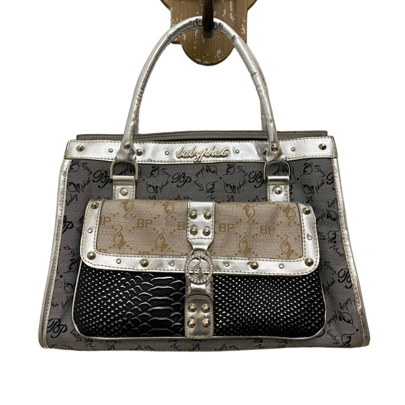 Baby Phat Bags Y2k Baby Phat Vintage Studded Silver Canvas Satchel